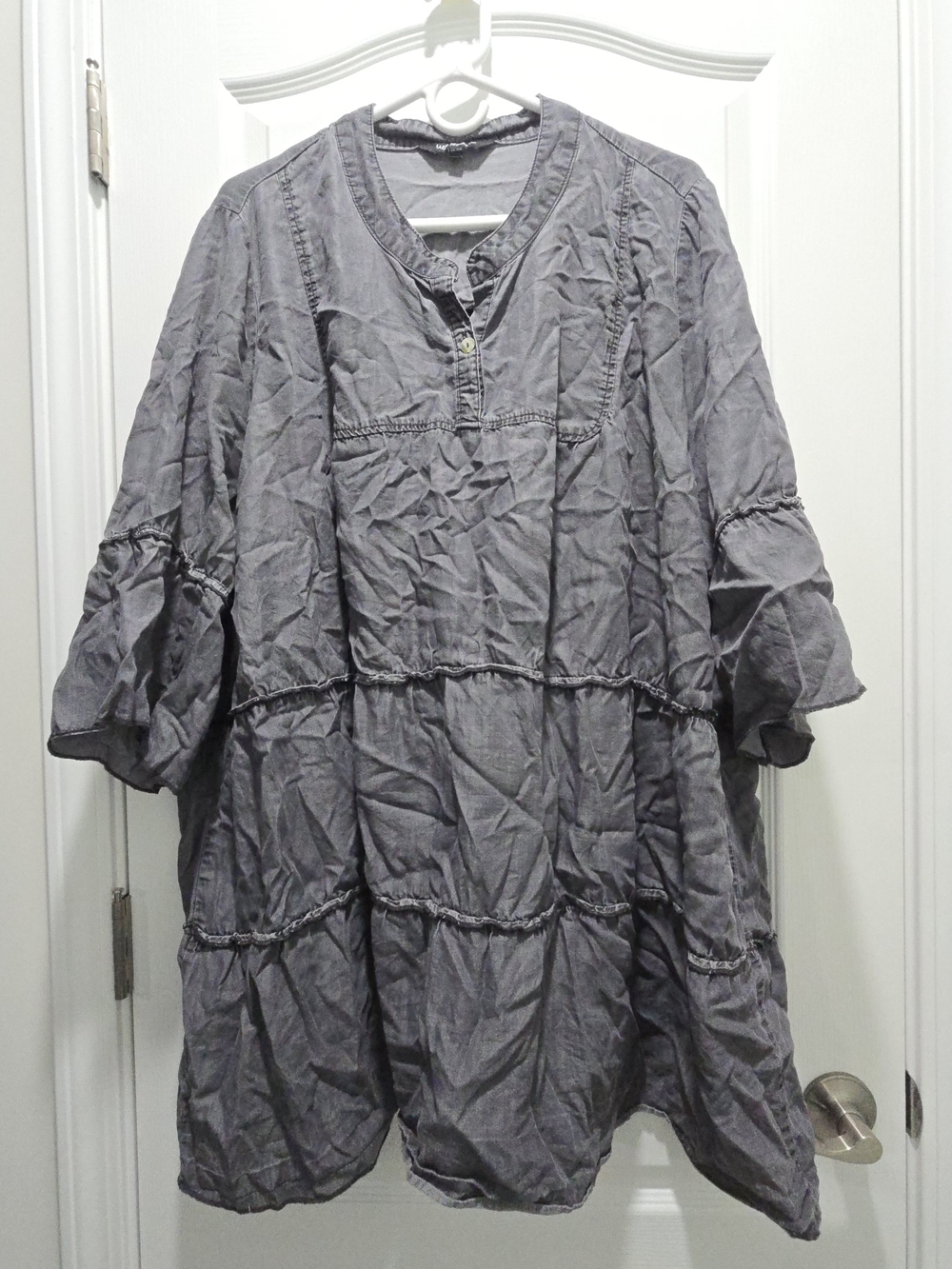 Ulla Popken Washed Charcoal Gray Top